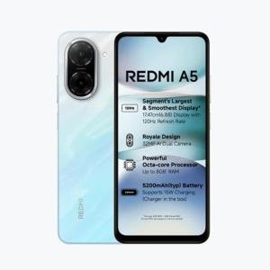 Redmi A5 (Pondicherry Blue, 3GB RAM 64GB Storage) | Royale Design | Segment's Largest 17.47cm(6.88) and Smoothest 120Hz Display | 5200mAh Large Battery | Expandable Storage up to 2TB